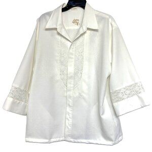 Beau Tiki White Beach Wedding Shirt - Iolani Hawaii – Vintage